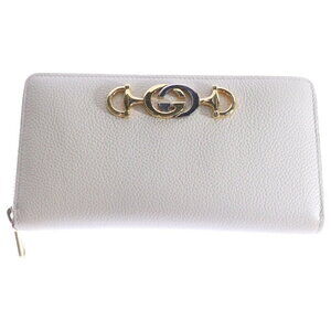 Gucci Zumi Round Zip Long Wallet Card White